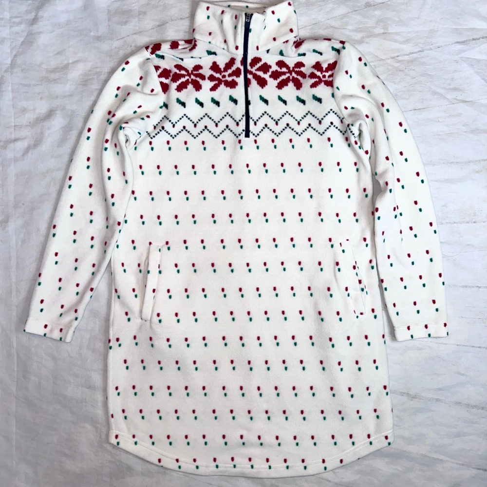 NWOT Women’s Size S/P (6- 8) LS Lands' End Fleece Nightgown Nordic Pattern